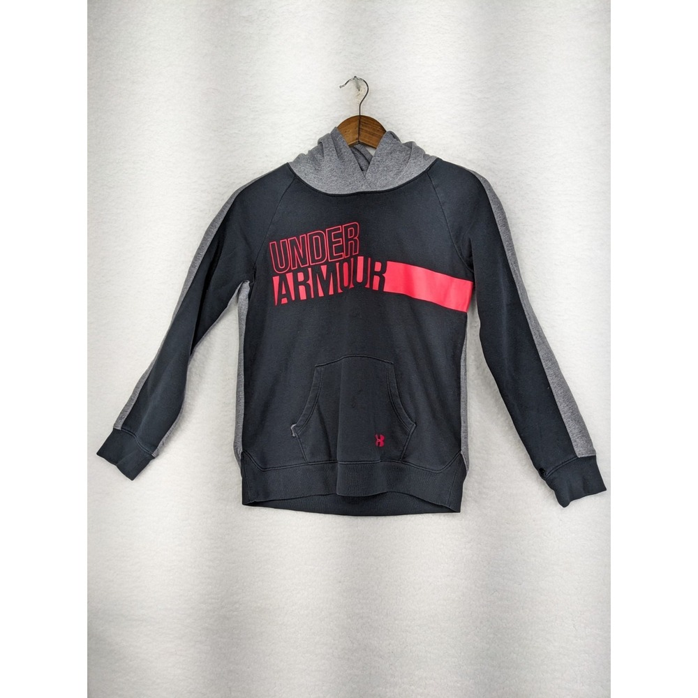 Under Armour Girl's Black UA Favorite Fleece‎ Hoody Distressed Youth L